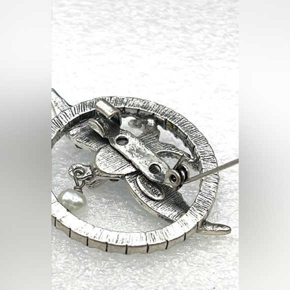 Bird Blue Brooch Crystal Flight Pearl Drop Pilgrim Danish Design SKANDERBORG - Picture 3 of 8